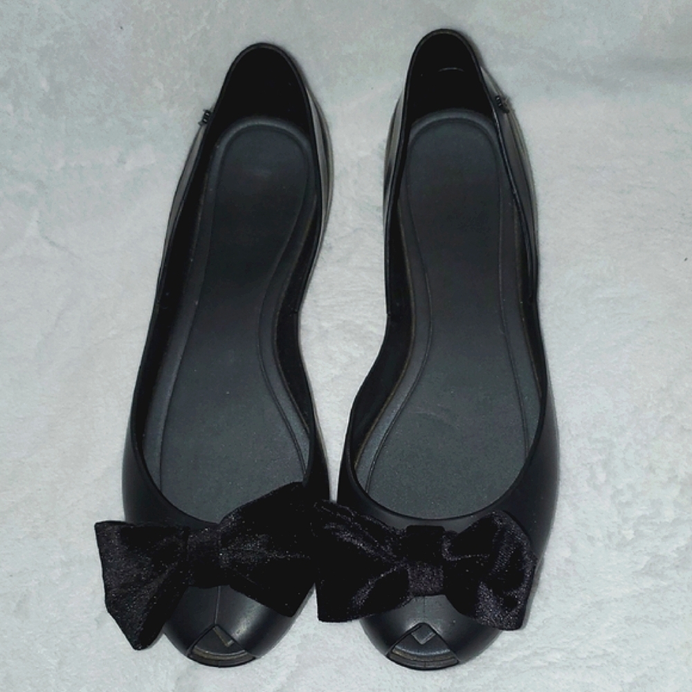 Melissa Slip On Ballet Flats with Velvet Bow Size 8